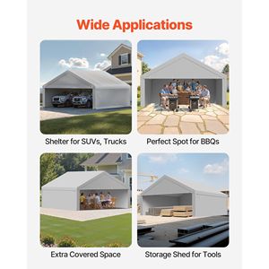 20X20 ft resistente ai UV impermeabili pesanti Carport di ricambio a baldacchino per tenda da Garage potabile teloni laterali Grey telaio non - Product Image 6