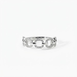 Anillo de cadena de eslabones eternos de oro macizo de 10K, 14K, 18K con diamante de laboratorio redondo de 0.23CT, color DEF, claridad VVS-VVS, certificado IGI, tipo media eternidad - Product Image 3