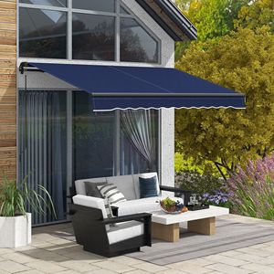 Tenda da Sole Retrattile Blu 2,4m x 2m (8FT x 6.5FT) con Telaio in Alluminio e Cassonetto, Resistente ai Raggi UV 280gsm, per Terrazze, Balconi e Giardini - Misura 4M - Product Image 2