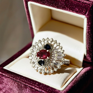 แหวนค็อกเทลทรงกลมสำหรับผู้หญิงทำจากอัลลอยมาตรฐาน IGI สำหรับงานเลี้ยงและวันครบรอบ - Product Image 2