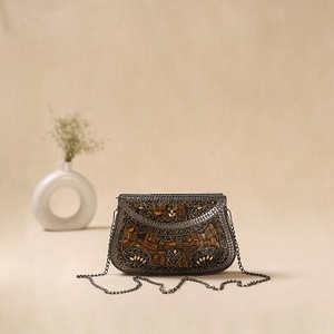 Bolso de mano metálico para novia con cadenas de moda, cubierta ecológica, hecho a mano, alta calidad, estilo antiguo por f s i - Product Image 5