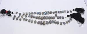 Perles de labradorite naturelle facettées en forme de poire, perles de labradorite bleue à reflets, brin de perles de labradorite, perles de labradorite en vrac pour la fabrication de bijoux - Product Image 4
