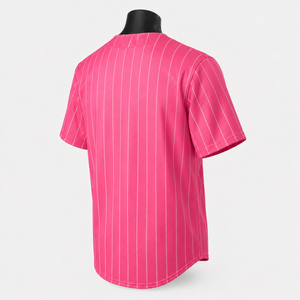 Maillot de baseball rayé rose unisexe à manches courtes boutonné personnalisé Claw Int 00 - Product Image 3