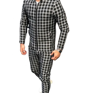 Traje de chándal con cremallera frontal para hombre, ropa urbana personalizada con dobladillo acanalado y puños, tejido estampado con cremallera, sublimado - Product Image 1