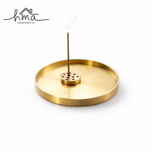 Moderno Porta Incienso Redondo de Latón, Plato Minimalista para Incienso en Barra con Múltiples Orificios y Recolector de Ceniza, Decoración para el Hogar, Accesorio de Meditación - Product Image 1