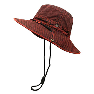 New Custom Summer Outdoor Fishing Safari Bucket <b>Sun</b> <b>Hat</b> with Adjustable Strap Wide Brim Washed Bucket <b>Hat</b> <b>for</b> Women <b>Men</b> - Product Image 3