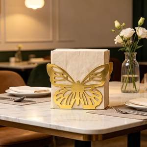 Luxury Gold Handmade Waterproof Portable Hanging Metal Durable 100% Eco-Friendly Tissue Holder for <b>Dining</b> <b>Table</b> - Product Image 1