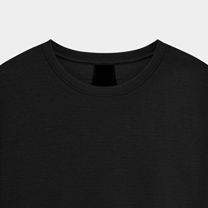 Camiseta de algodón negra de manga larga con cuello redondo para hombre, diseño casual de punto transpirable, talla grande, con logo frontal y diseño liso. - Product Image 6