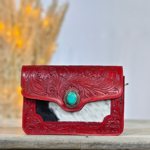 Nouveau sac à bandoulière pour femme en cuir de vachette véritable de haute qualité, rouge, fait main, best-seller, sac à main de luxe de créateur - Product Image 4
