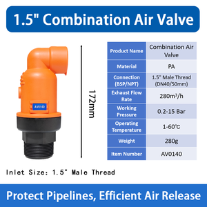 Système d'irrigation goutte à goutte de 1.5 pouces DN40 50mm filetage mâle combinaison vanne d'air AV0140 tuyau d'eau de connexion ferme maison jardinage - Product Image 4