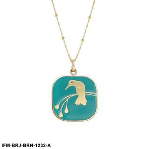 Pendentif oiseau géométrique en laiton sculpté à la main, émail bleu, avec chaîne réglable, revêtement anti-ternissement – Tendance - Product Image 2