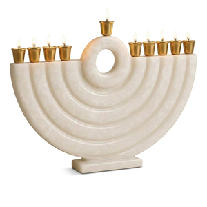 Ménorah Hanouka Moderne en Résine Verte Faite à la Main, Porte-Bougies à 9 Branches, Décoration Religieuse Juive Judaïca, Cadeau de Noël pour la Maison - Product Image 3