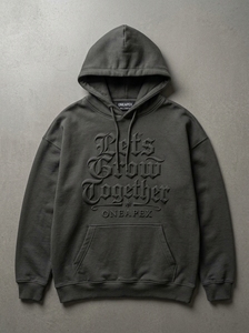 <b>Men's</b> <b>Grey</b> Hoodie Oversized Embossed Hoodie Streetwear Pullover Hooded <b>Sweatshirt</b> Front Logo Wholesale - Product Image 5