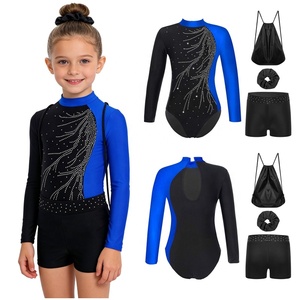 Tenue de gymnastique, patinage artistique et danse pour filles de 6 à 16 ans, justaucorps avec short pour la danse, l'entraînement, les compétitions et les récitals. - Product Image 4
