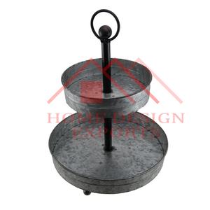 Plateau en métal plateau pour gâteau Dessert apéritifs tasse gâteau support meilleure vente galvanisé deux niveaux plateau de service - Product Image 1