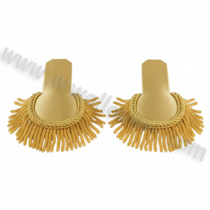 Épaulettes en laine matelassées de haute qualité avec franges en bullion, confectionnées à la main, et écussons d'épaule dorés - Product Image 6