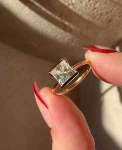 Anillo de Diamante Solitario de Corte Princesa de 2.01 CT, Cultivado en Laboratorio, con Brillo de Lujo, para Mujer, Oro Sólido de 14K, Regalo Sorpresa para Novias - Product Image 5
