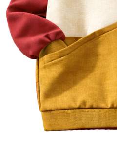 Sweat-shirt personnalisé pour femme en molleton doux, col rond, avec broderie, coloris rouge moutarde et colorblock, idéal pour l'hiver - Product Image 6