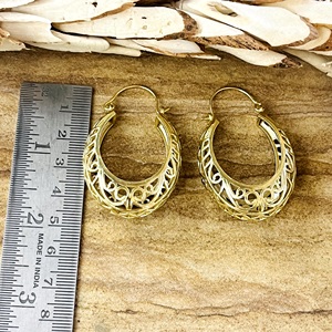 ต่างหูห่วงลายฉลุทองเหลืองชุบทอง 18K สไตล์โบฮีเมียนสำหรับผู้หญิง ขายส่งแบบ OEM ODM - Product Image 6