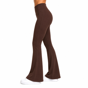 Wholesale Women's <b>Flared</b> Mid Waist Full Length Yoga <b>Leggings</b> Breathable High Quality for Running - Product Image 3