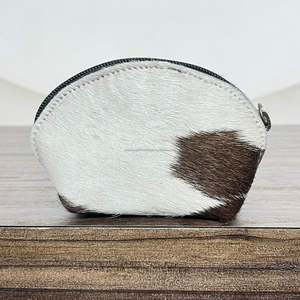 Monederos de cuero genuino de vaca hechos a mano de primera calidad, nuevos monederos de cuero con pelo, bolsa suave con cremallera, cartera pequeña para uso diario de mujer. - Product Image 5