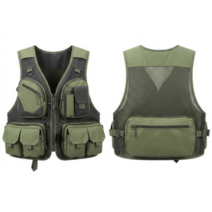 Chaleco de Pesca para Hombre, Ligero, con Cierre Frontal, Múltiples Bolsillos, Ropa de Pesca, Prenda Utilitaria para Exteriores, Ajuste Ajustable, Suministro Directo de Fábrica - Product Image 1