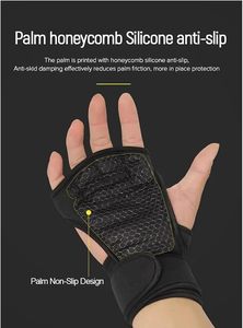Gants d'entraînement Geo Brothers en polyester, accessoires de fitness élégants, pour la gym et le sport, demi-doigts, avec support de poignet, légers - Product Image 3
