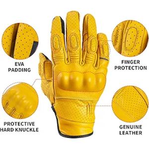 Guantes de Motociclista de Cuero de Cabra Genuino de Primera Calidad con Forro Interior Cálido y Acolchado de Espuma para Prevenir Lesiones - Product Image 5