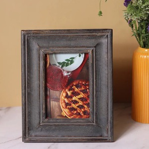 Rustic Wood Photo <b>Frame</b> Rectangular Tabletop Decor Vertical 4x6 Inch Handmade With Leaf Pattern - Product Image 1