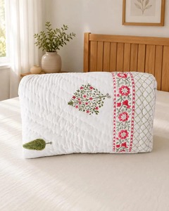 Artisan Hand Block Print Cotton Quilt Breathable Floral Razai Lightweight Indian Kantha Style <b>Bohemian</b> <b>Bedding</b> Blanket - Product Image 1
