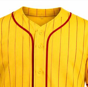 Yellow Pinstripe Baseball Uniform Unisex Adult Jersey Pants Set Number 23 <b>Red</b> <b>Belt</b> Socks Breathable 100% Polyester Sublimation - Product Image 5