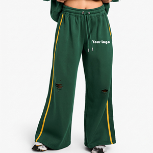 กางเกงวอร์มผ้าฝ้ายฟลีซแบบสบายๆ ราคาส่ง ตัดเย็บลายข้างแบบขาดๆ ทรงหลวม สั่งปักโลโก้ได้ กางเกงฮิปฮอป - Product Image 1
