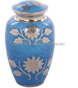 Unique Gift sky blue Aluminum Cremation Urn for Human Ashes Bulk Order Custom <b>Engraved</b> Memorial Urn Silver - Product Image 1