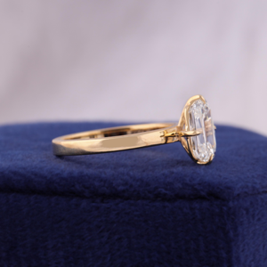 Women's Emerald Cut Diamond Engagement Ring Yellow Gold Prong Setting Classic Style - Product Image 4