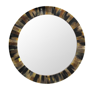 Premium 24 Inch Horn <b>Mirror</b> | Natural Horn Frame Round Wall <b>Mirror</b> | Luxury Decorative <b>Mirror</b> for Living Room Bedroom Entryway - Product Image 1