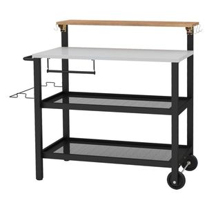 Carrello da Cucina con Ruote, Tavolo Pieghevole e Ganci - Product Image 2