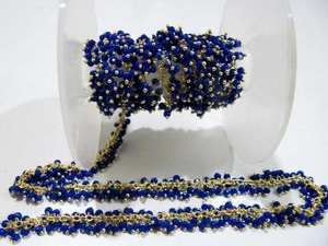 Peacock Blue Color Grape Chain, Hydro Quartz 2.5mm beads <b>Wire</b> Wrapped Dangling Cluster Sold per foot - Product Image 3