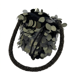 Beautiful Premium Quality Beaded <b>Sequin</b> Embroidered Bucket <b>Bags</b> with Zipper Closure Stylish Fashion Design for Party Use - Product Image 1