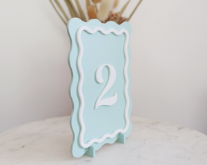 <span class=keywords><strong>Numeri</strong></span> da tavolo ondulati a doppio strato rosa <span class=keywords><strong>blu</strong></span> moderno acrilico <span class=keywords><strong>numeri</strong></span> da tavolo segno di nozze - Product Image 4