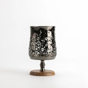 Luxury Gold Filigree Metal <b>Hurricane</b> <b>Candle</b> Holder With Elegant Marble Base Decorative Votive Stand For Home Decor - Product Image 2