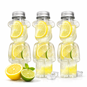 Bouteille en plastique PET de 400 ml avec couvercle en aluminium de 55 mm et trou pour paille, pour thé au lait – Bouteilles en plastique durables et au design élégant - Product Image 5