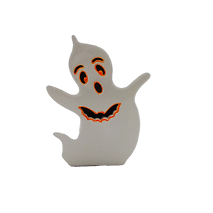 Halloween White Ghost Ceramic Glazed LED <b>Battery</b> <b>Operated</b> Night Light Cute Cartoon Spirit Figurine Holiday Tabletop Room - Product Image 1