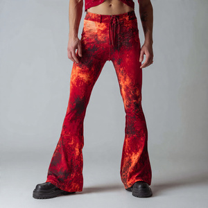 Leggings acampanados estampados por sublimación para hombre, con cintura alta y cordón ajustable, ideales para yoga y ejercicio. - Product Image 1