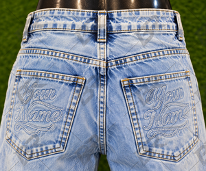 Washed Distressed Denim Shorts Wide Leg Mid Waist Frayed Hem Embroidered Vintage Woven Casual <b>Sweet</b> Streetwear for Women - Product Image 6