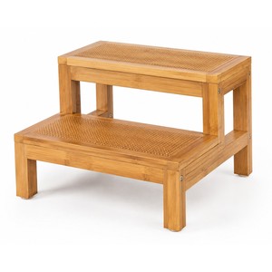 Tabouret de salle de bain rectangulaire en bambou à deux marches, écologique, durable, antidérapant, vente en gros Inde - Product Image 1