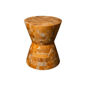 ARTERRA Premium Handmade Teak Hourglass <b>Side</b> <b>Table</b> Living Room Furniture <b>Rustic</b> Natural Grain Pattern Setup - Product Image 2