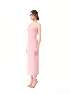 Abito Midi BLUSH CORSET - Vestito in Crepe Intrecciato a Vita Naturale, Ideale per le Vacanze, Collezione SUMMER DAWN, Marca Locale Vietnamita - Product Image 4