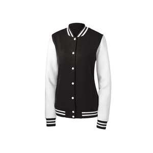 แจ็คเก็ตวิทยาลัย Urban Classics 2 สี - แจ็คเก็ตบอมเบอร์ผ้าฟลีซหนานุ่มสีดำและสีขาว - เสื้อโค้ทสไตล์เรโทรสตรีทแวร์สำหรับทุกเพศ - Product Image 1
