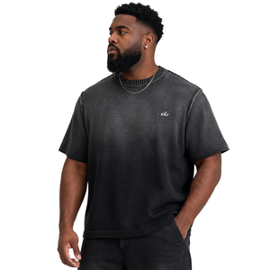 T-shirts pour hommes en jersey tricoté texturé de qualité supérieure, manches courtes, respirants, style streetwear décontracté, logo personnalisé, coutures apparentes, style rétro. - Product Image 1