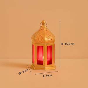 Faroles Marroquíes Elegantes de Metal y Vidrio con Lámpara de Farol y Portavelas Colgantes para Decoración del Hogar, Diwali, Eid, Navidad - Product Image 4